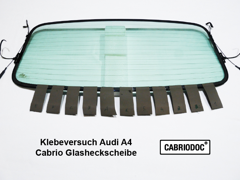Klebeversuch Cabrio Glasheckscheibe